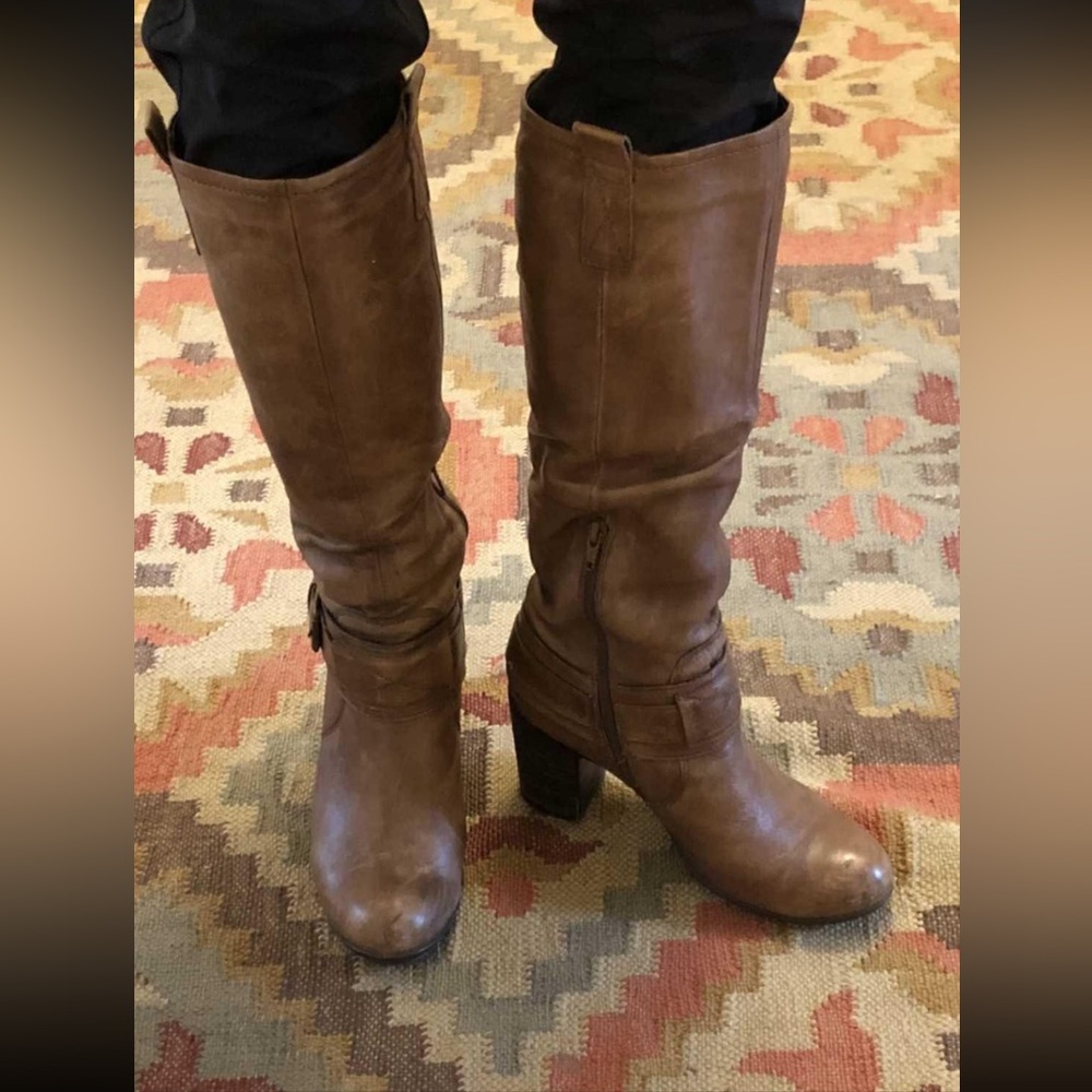 Y2K vintage Brown Leather Knee-High Boots 39/8.5